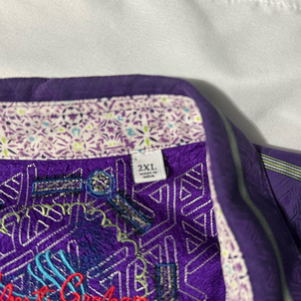 Robert Graham Purple Striped Button-Up Shirt | Size 2XL | Flip Cuff Detail - Picture 7 of 16